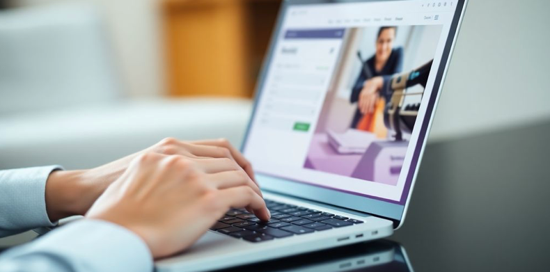 person using a laptop to book car service