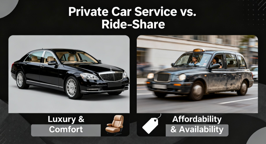 private car service versus ride-share infographic