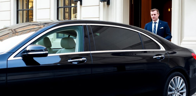 luxury black car with chauffeur