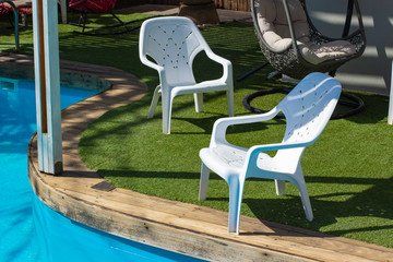 artificial grass by pool area