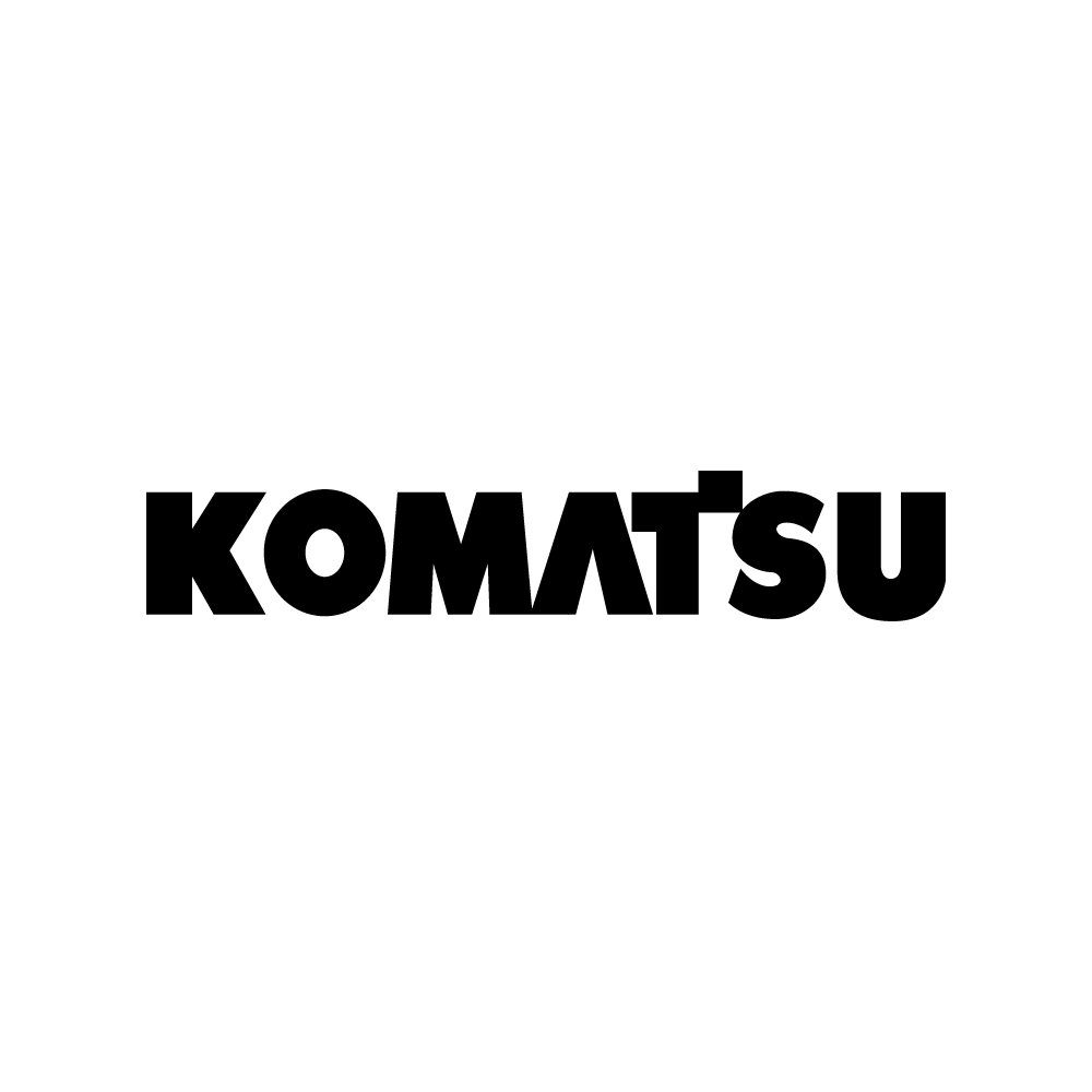 The komatsu logo is black and white on a white background.