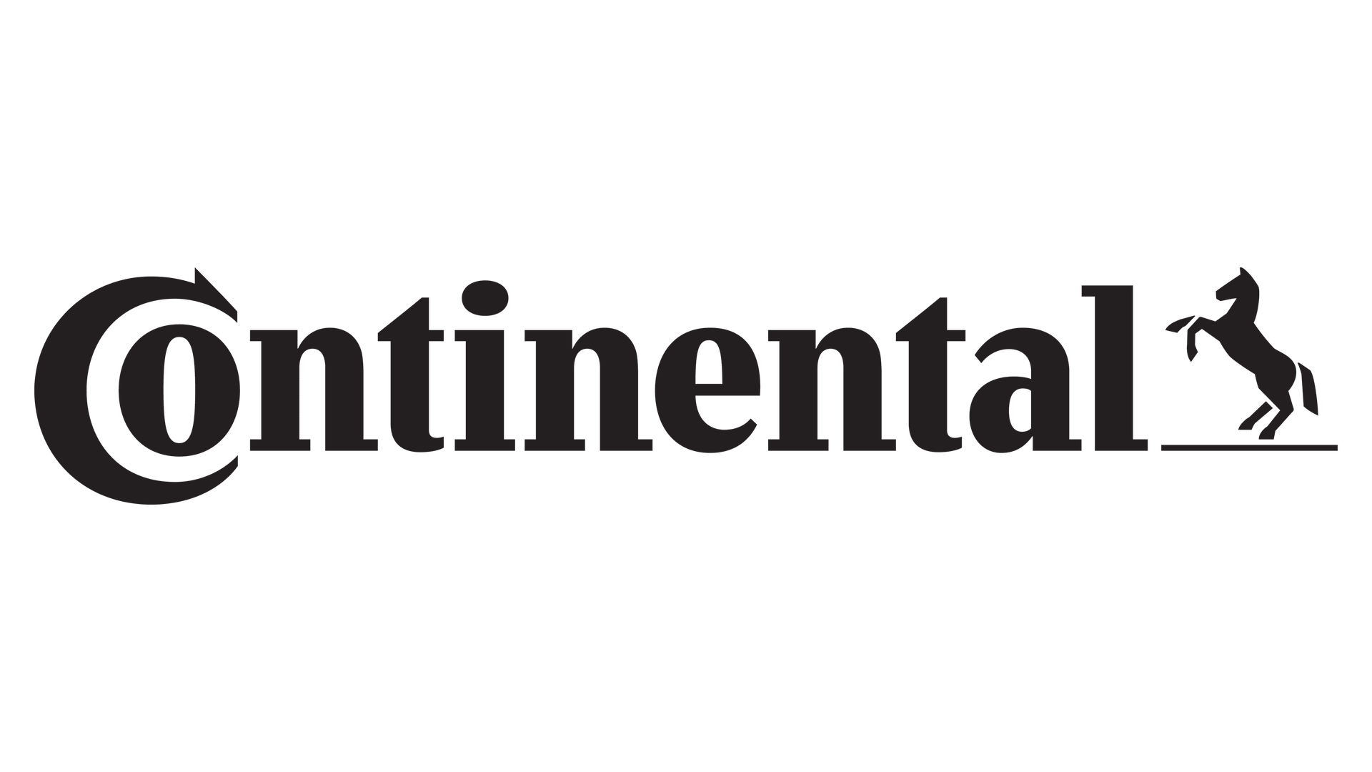 The continental logo is black and white with a horse on it.