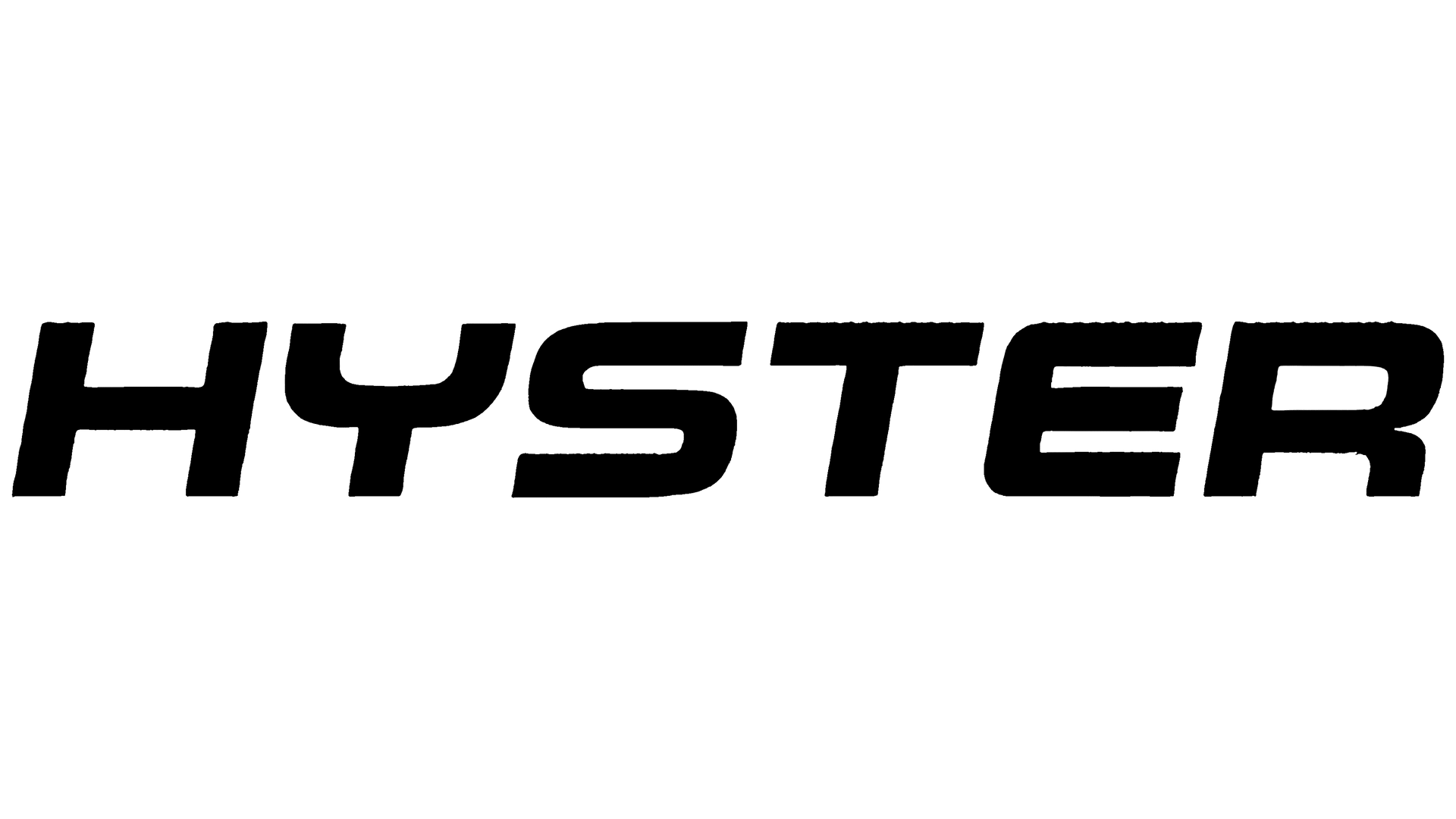 A black and white logo for hyster on a white background.