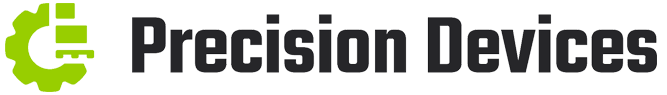 A logo for precision devices is shown on a white background