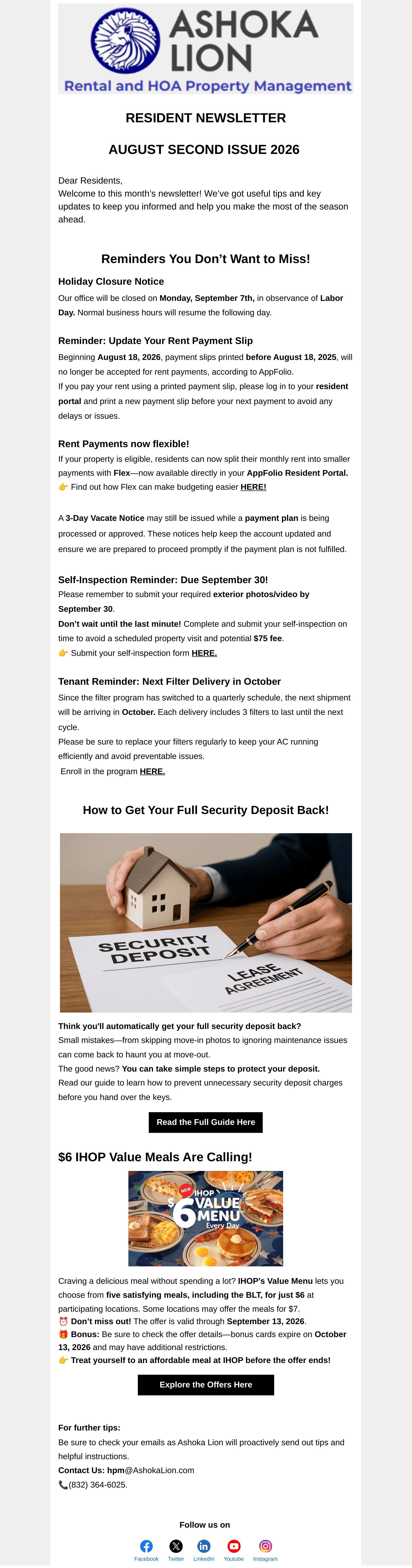 Ashoka Lion Tenant Newsletters