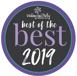 Circular “best of the best 2019” award badge in purple, black, and white