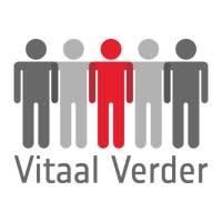 Logo met vijf gestileerde personenpictogrammen, een rode figuur in het midden en de tekst