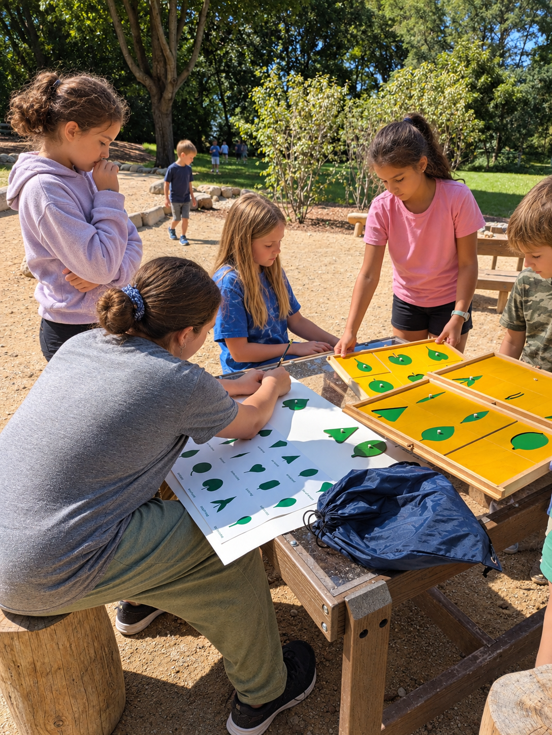Montessori children working together in the classroom