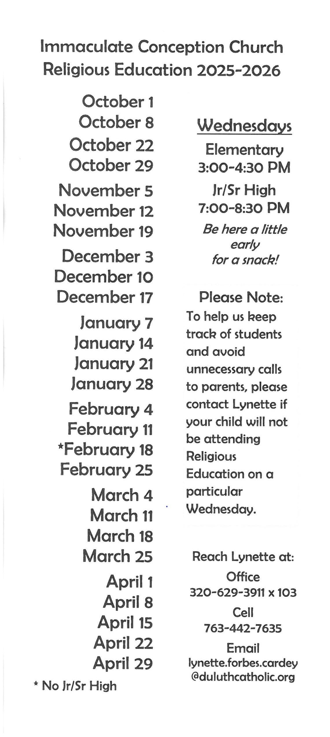 Advanced Religious Comp Time Immaculate Conception Catholic Church