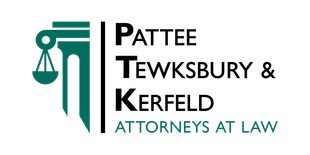 Logo for Pattee Tewksbury & Kerfeld Attorneys at Law in green and black