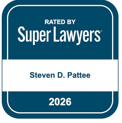 Blue and white Super Lawyers badge for Steven D. Pattee, rated by Super Lawyers, 2026