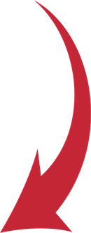 Curved red downward arrow on a white background