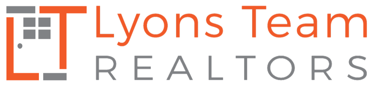 Logo for Lyons Team Realtors, featuring orange letters &ldquo;LT&rdquo; beside the words &ldquo;Lyons Team REALTORS&rdquo; in orange and gray.