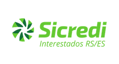Logotipo da Sicredi com ícone de catavento verde e texto “Sicredi Interestados RS/ES”