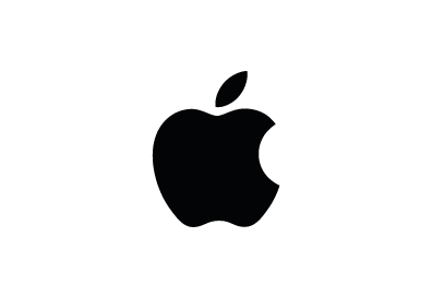 Logotipo da Apple em preto sobre fundo branco