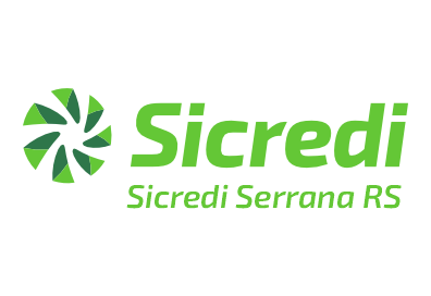 Logotipo da Sicredi em verde com o texto “Sicredi Serrana RS” sobre fundo branco.