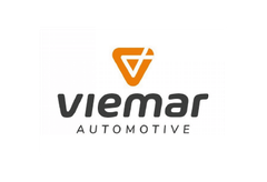 Logotipo da Viemar Automotive com emblema laranja e texto preto sobre fundo branco.