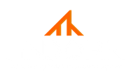 Logotipo geométrico estilizado em laranja sobre fundo branco.