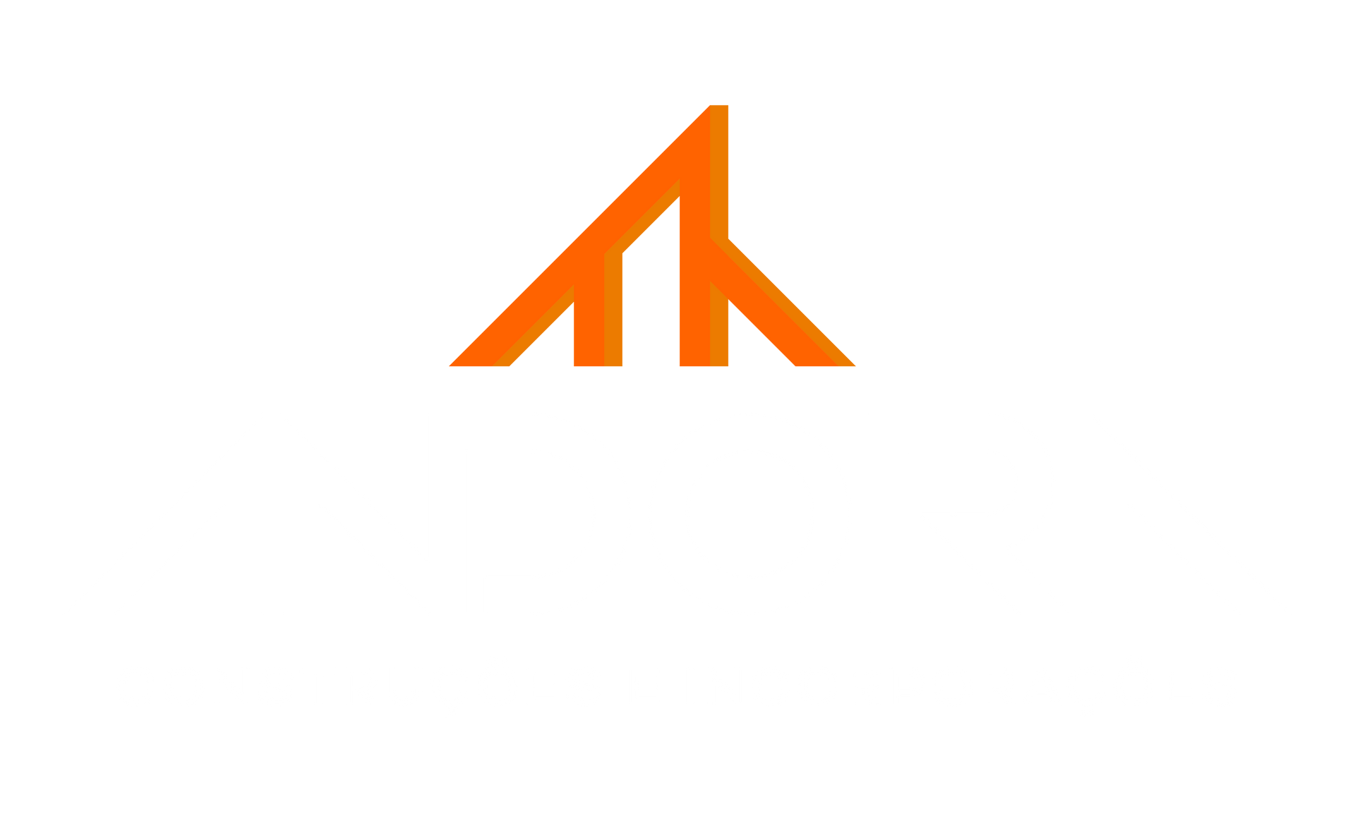 Logotipo geométrico estilizado em laranja sobre fundo branco.