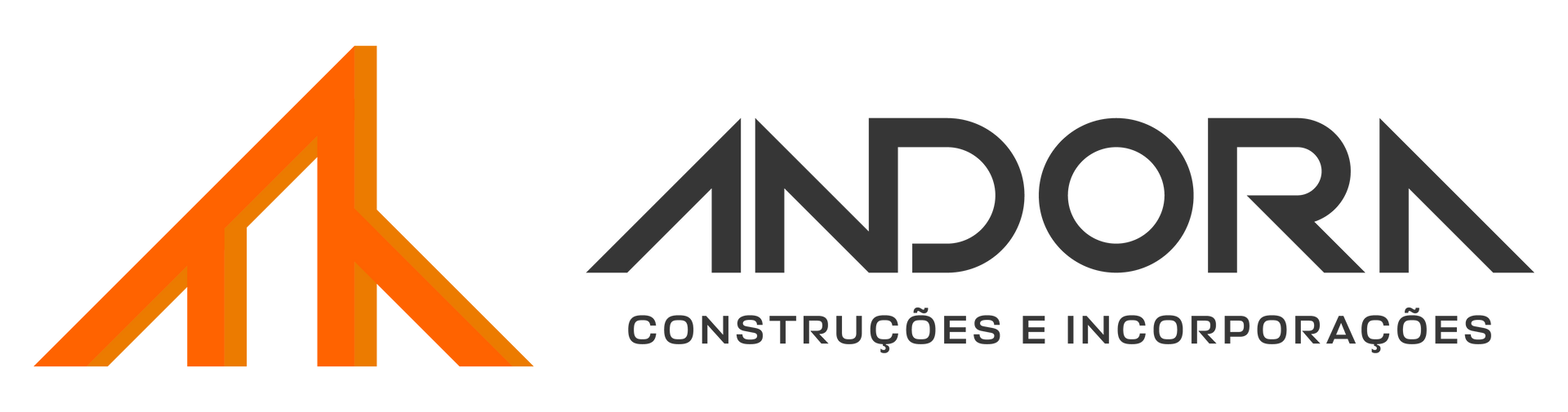 Logo da ANDOR, com símbolo laranja e texto cinza “Construção e Incorporações”