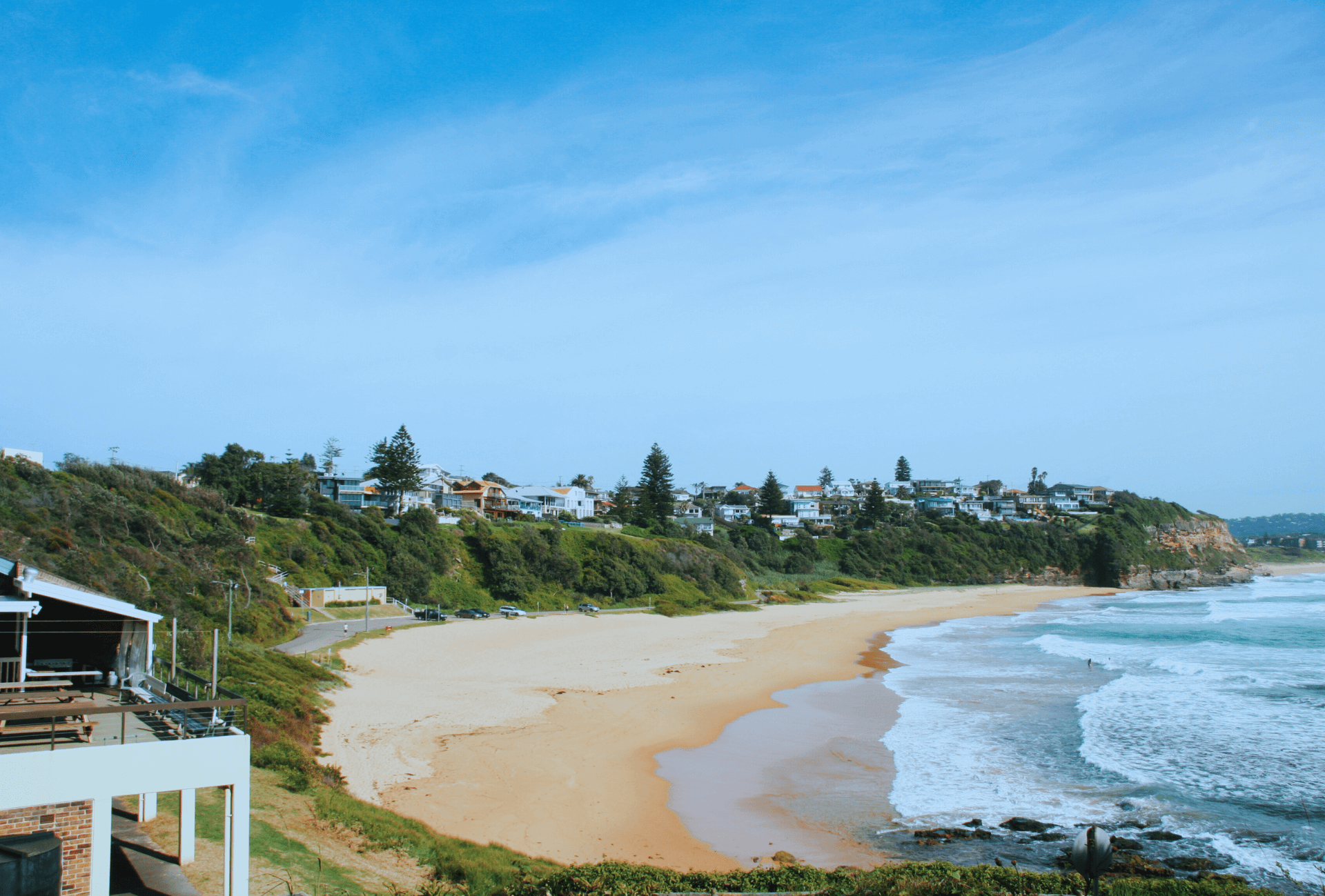Warriewood Northern Beaches beach and suburb aerial view
