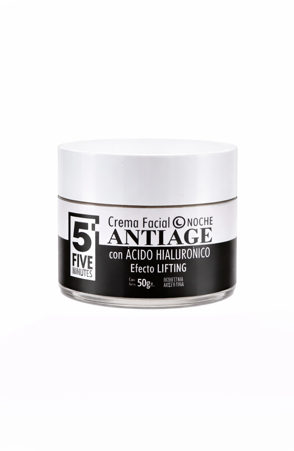 Frasco de crema facial, etiquetado 