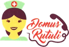 Logo dell'infermiera con berretto verde e croce rossa accanto alla scritta "Domus Rutuli"
