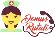 Logo dell'infermiera con berretto verde e croce rossa accanto alla scritta "Domus Rutuli"