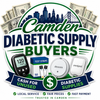 Camden Diabetic Supply Buyers logo with glucose meter, test strips, cash-for-unused and diabetic supplies icons