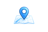 Blue location pin on a folded map icon