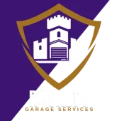 Logo with a white castle inside a gold-bordered shield on a purple and white background; text reads