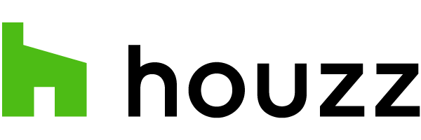 Houzz logo: Green house icon next to black text that reads 