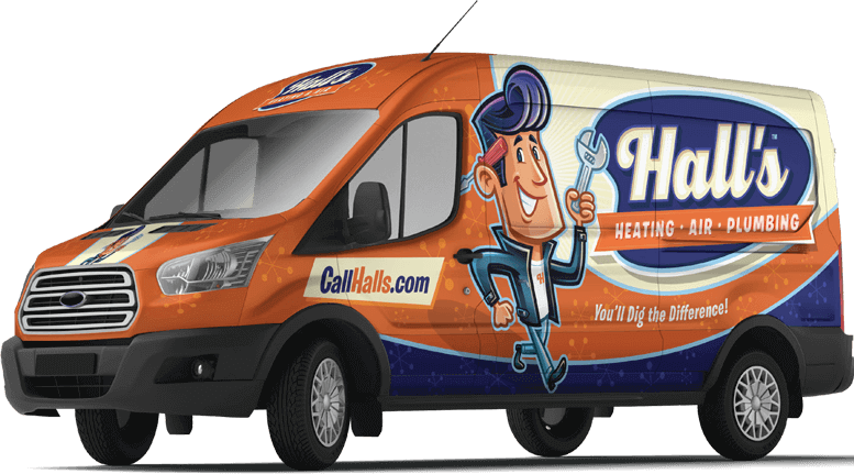 Orange and white van with 