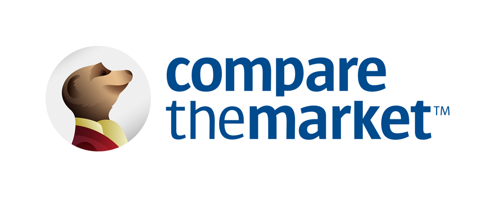 Compare the Market logo with a meerkat in a red coat and white background.