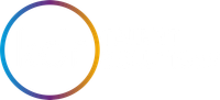 A colorful gradient circle, from blue to purple to yellow, over a white background.