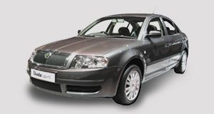 A large silver saloon car