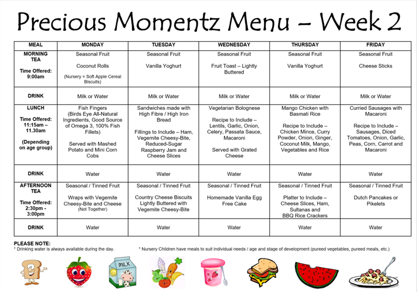 Menu — Queanbeyan, ACT — Precious Momentz Child Care Menu — Queanbeyan, ACT — Precious Momentz Child Care
