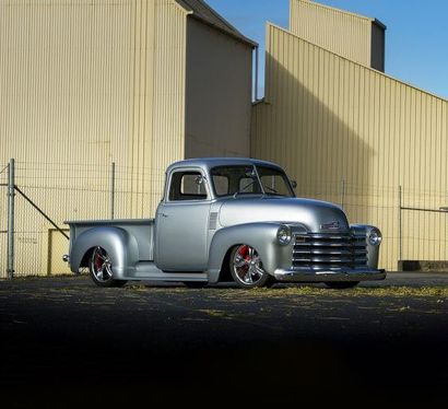 Custom silver vintage pickup truck