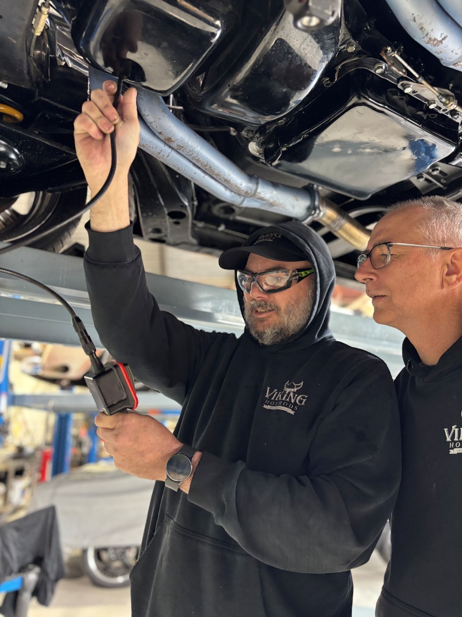 Classic car workshop servicing at Viking Hotrods
