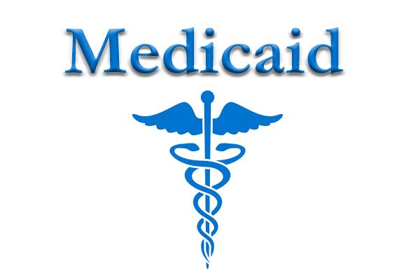 A logo for medicaid with a caduceus symbol