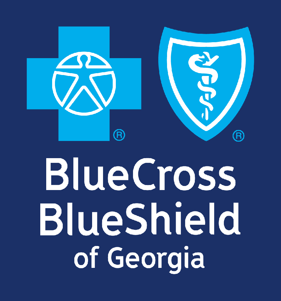 The blue cross blue shield of georgia logo is on a blue background.