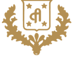 Un logo astratto, minimalista e di colore marrone, composto da una lunga curva verticale accanto a un punto e da una forma curva più piccola.