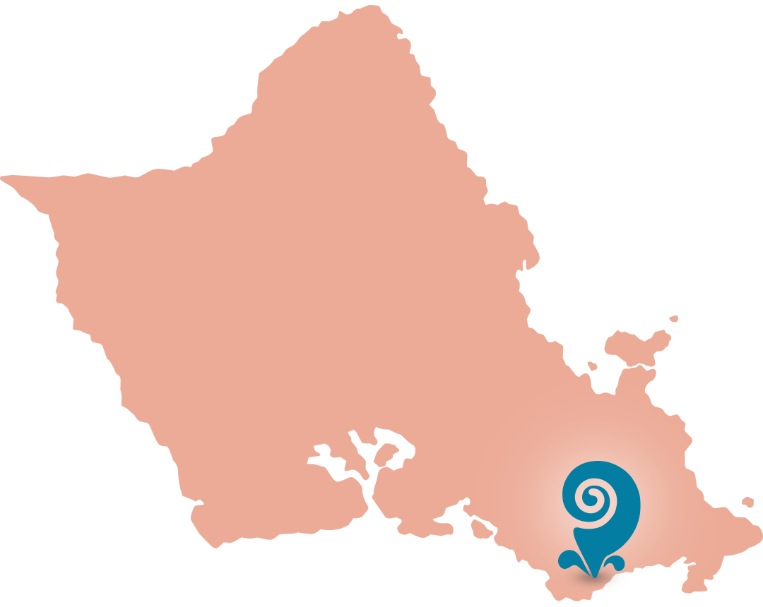 Oahu Map Pointing at Kahala