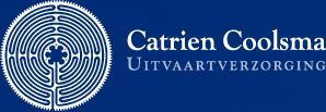 Het logo van Catrien Coolsma Uitvaartverzorging in witte tekst op een blauwe achtergrond met een rond embleem.