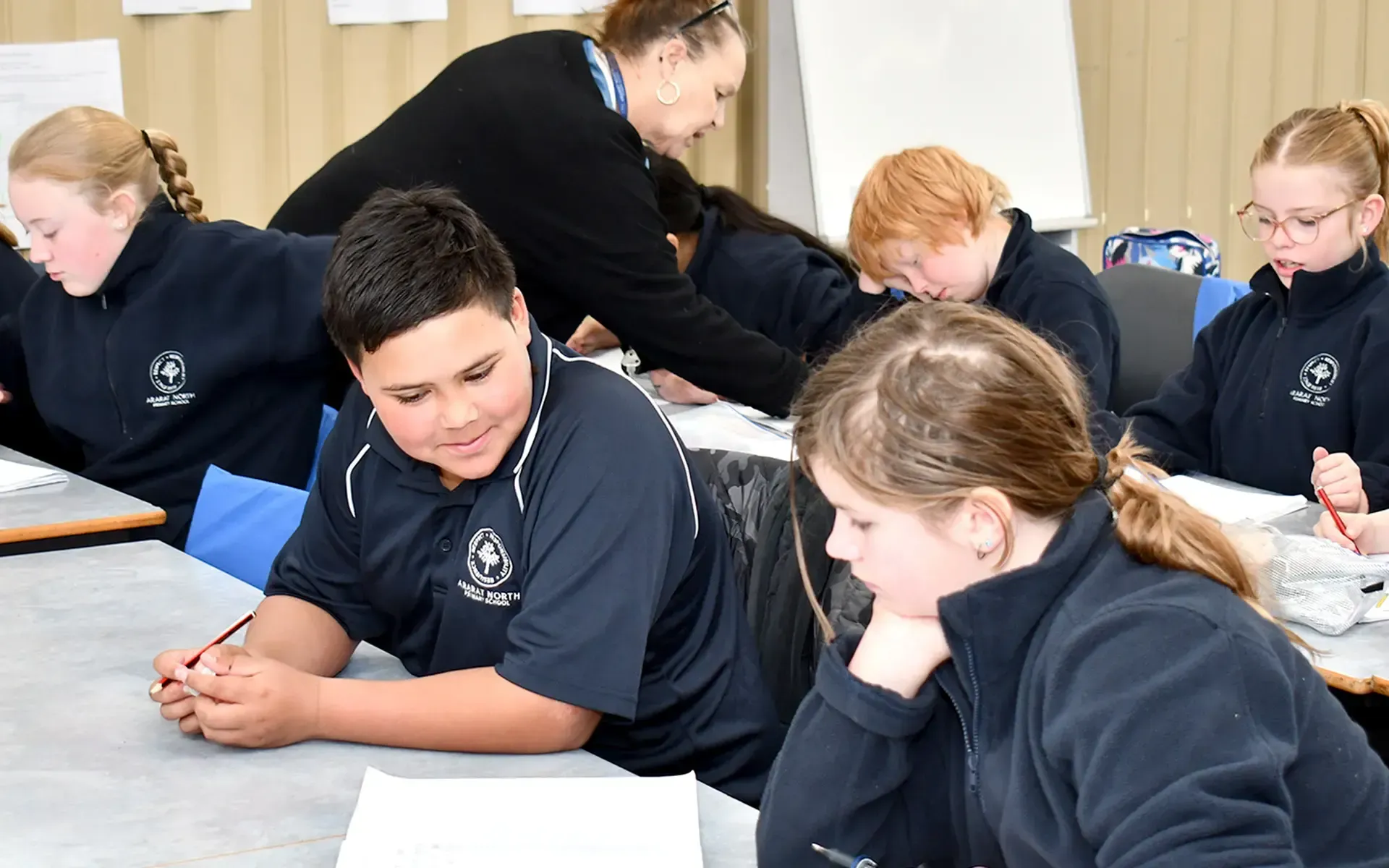 Happy kids in the classroom at Ararat Primary School