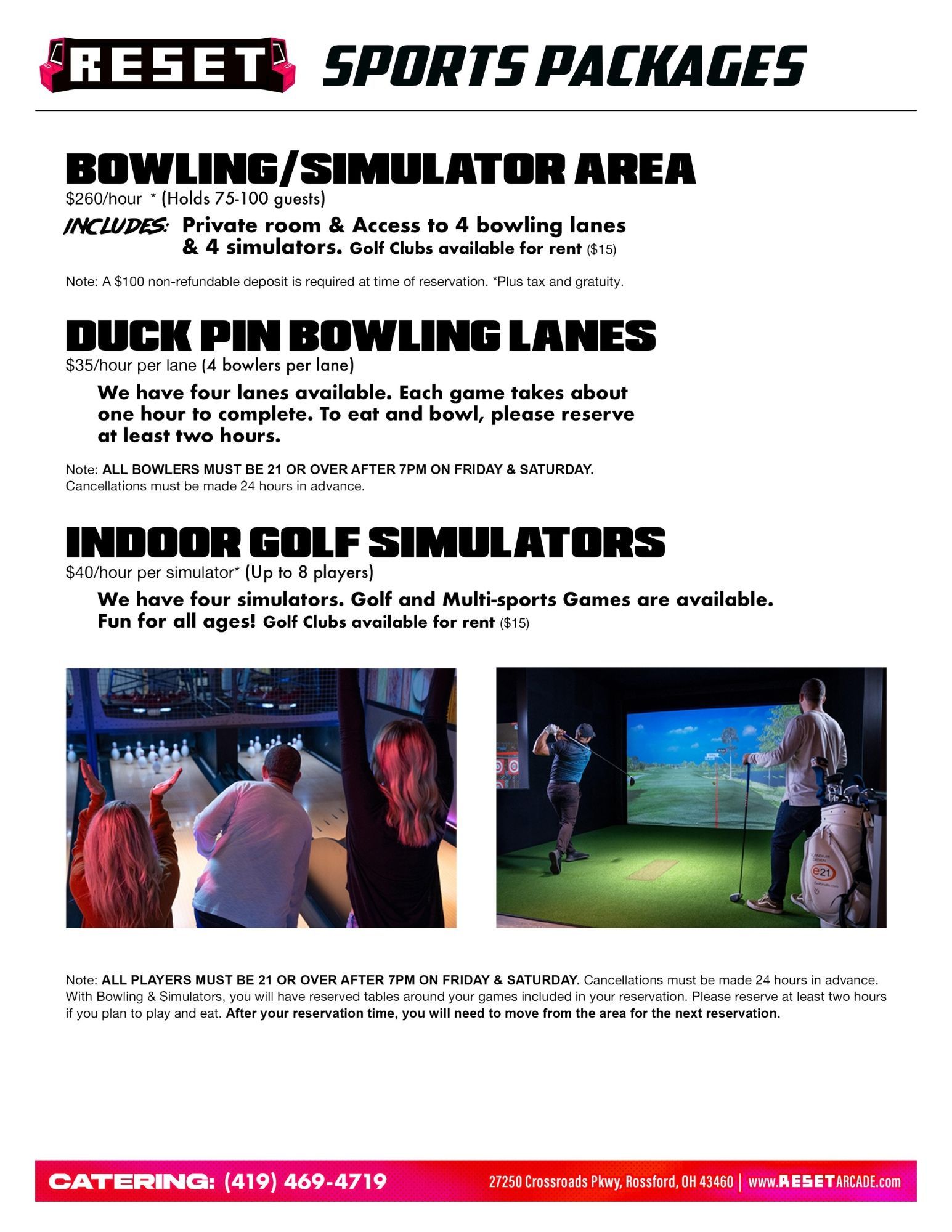 Reset Rossford Party Packages