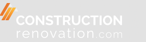 Logo pour « Construction et Rénovation » avec un graphisme et un texte abstraits, de couleur orange/jaune.