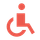 Une icône rouge représentant une personne en fauteuil roulant.