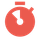Un cercle rouge avec une horloge blanche à l'intérieur.