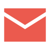 Une enveloppe rouge avec une bordure blanche sur fond blanc.